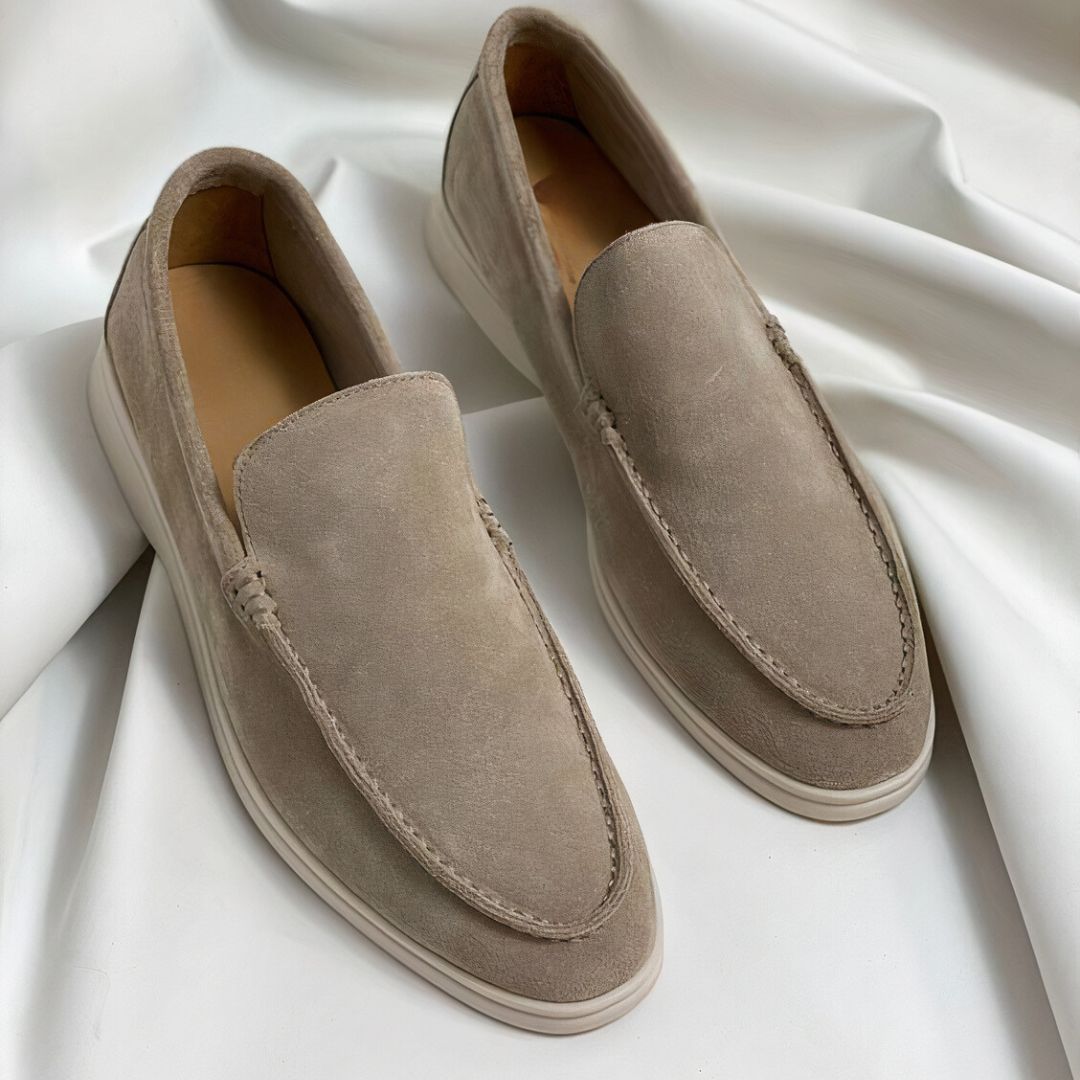 Wearclo | Men's Suede Slip-On Loafers with Stitch Detail