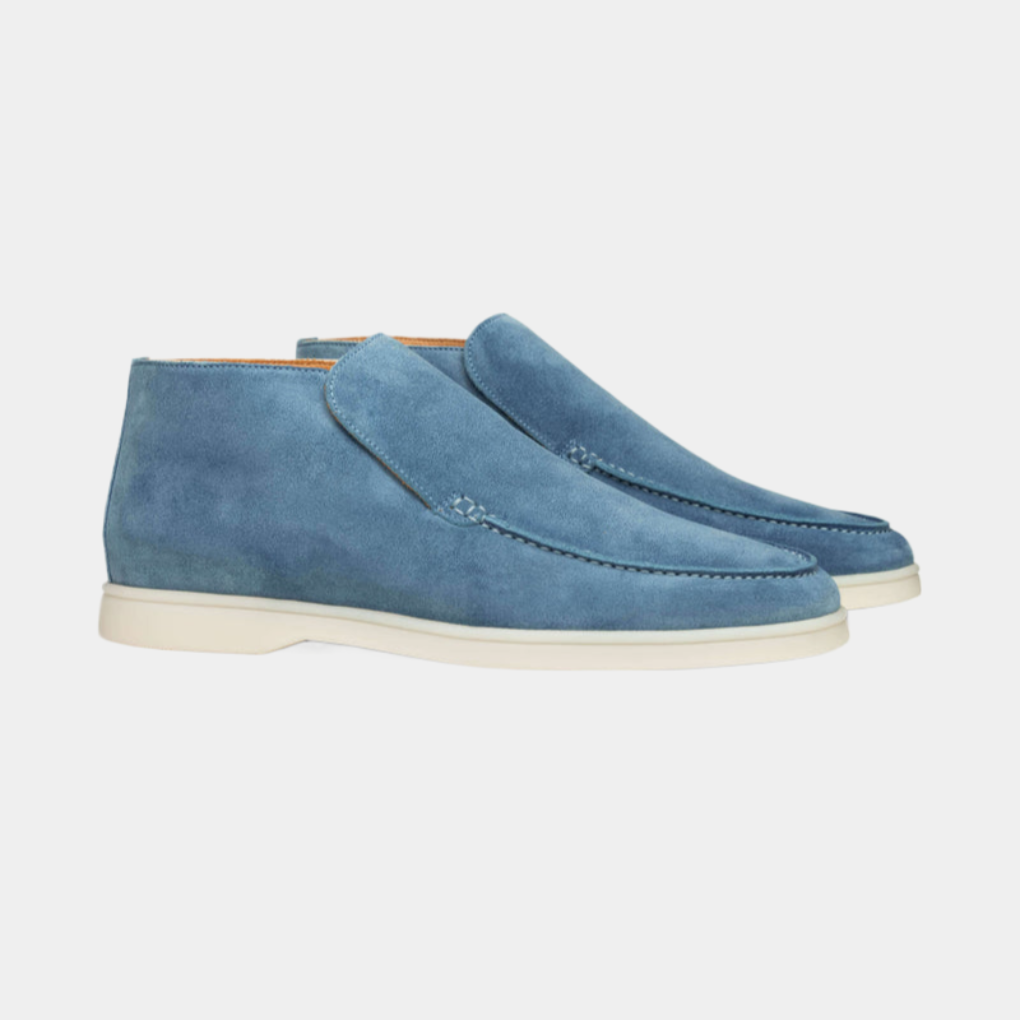 Wearclo | Men's Suede Slip-On Loafers with Stitch Detail