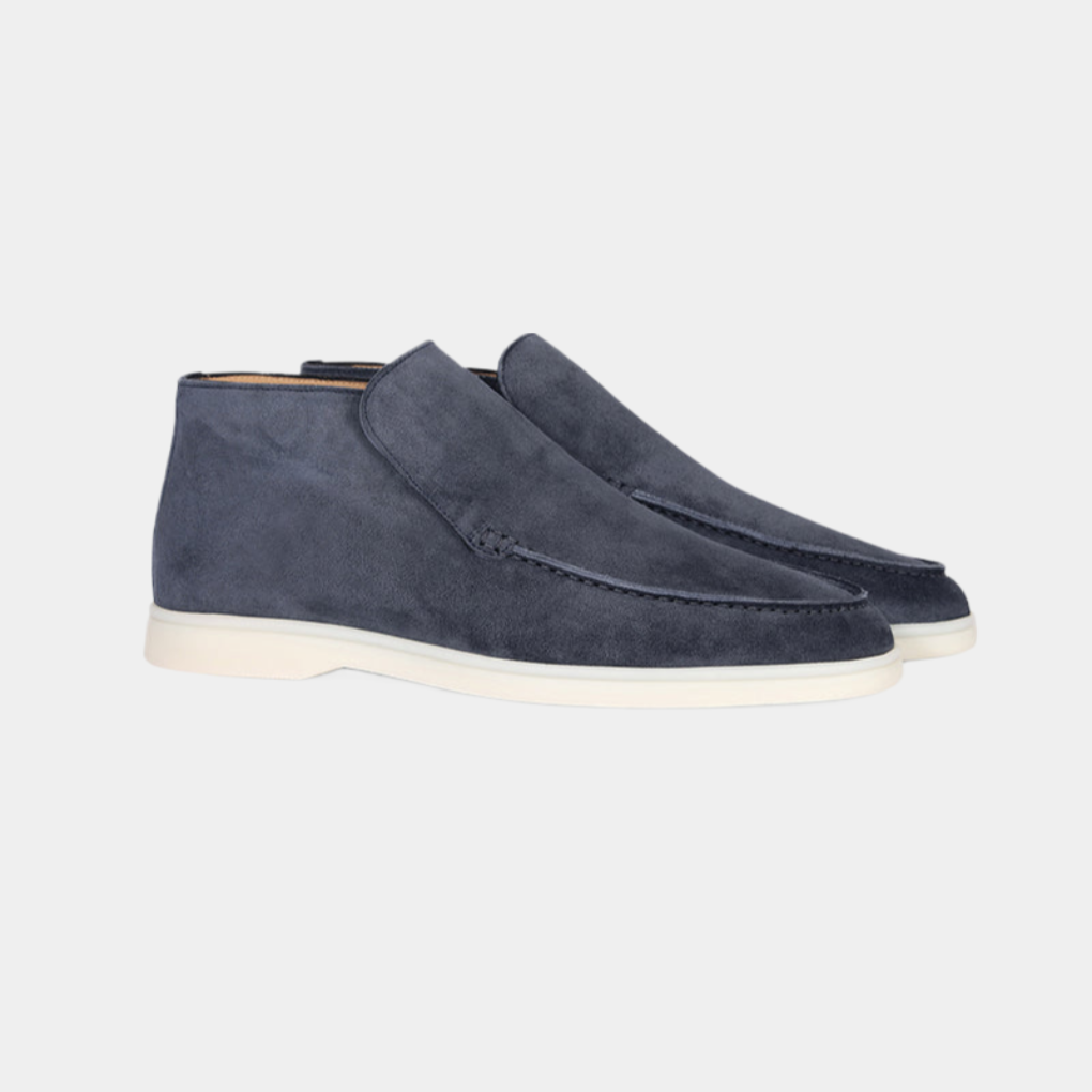 Wearclo | Men's Suede Slip-On Loafers with Stitch Detail