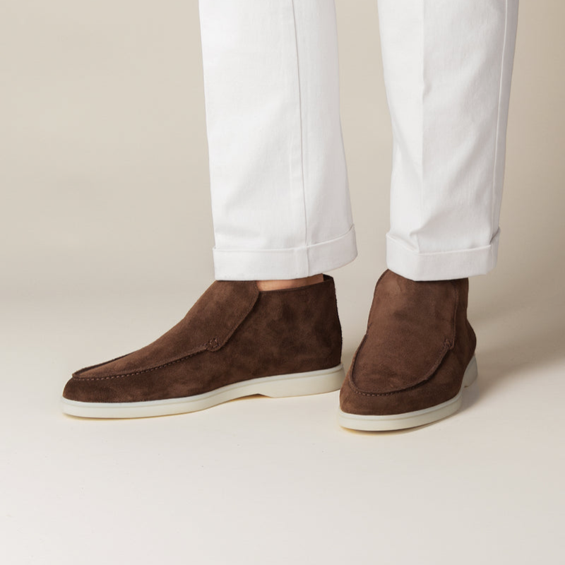 Wearclo | Men's Suede Slip-On Loafers with Stitch Detail