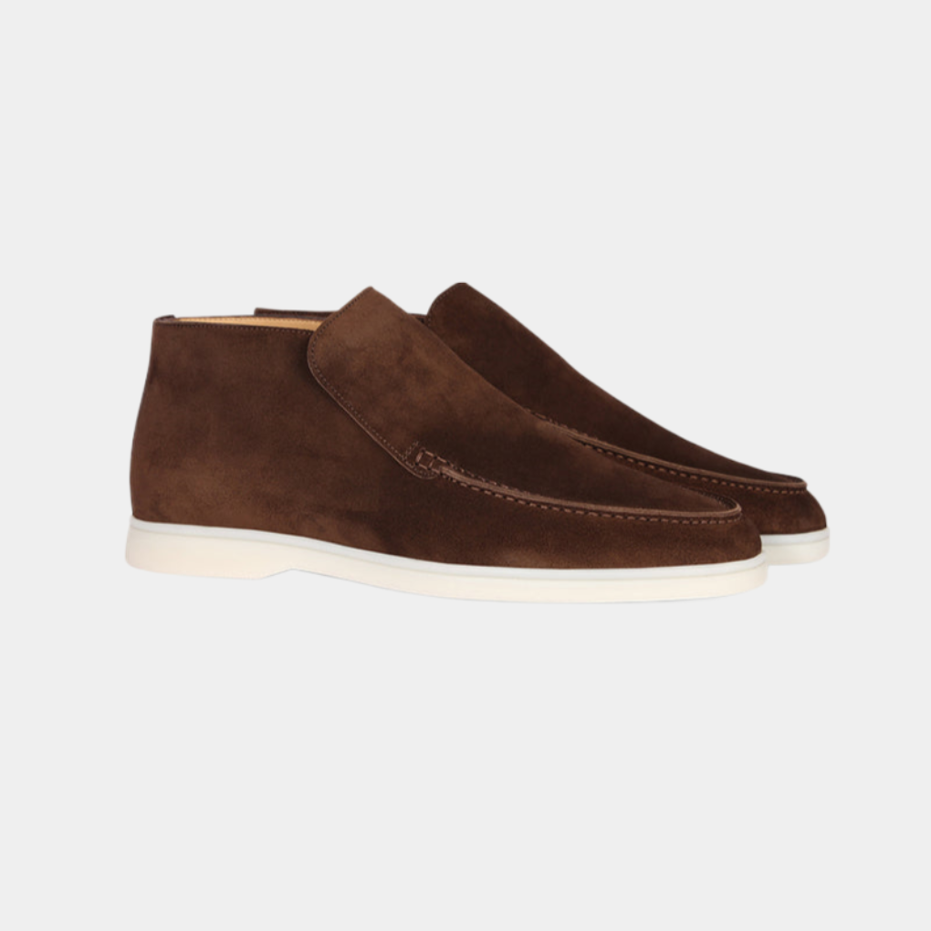 Wearclo | Men's Suede Slip-On Loafers with Stitch Detail