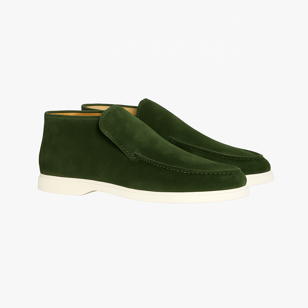Wearclo | Men's Suede Slip-On Loafers with Stitch Detail
