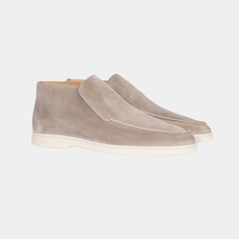 Wearclo | Men's Suede Slip-On Loafers with Stitch Detail