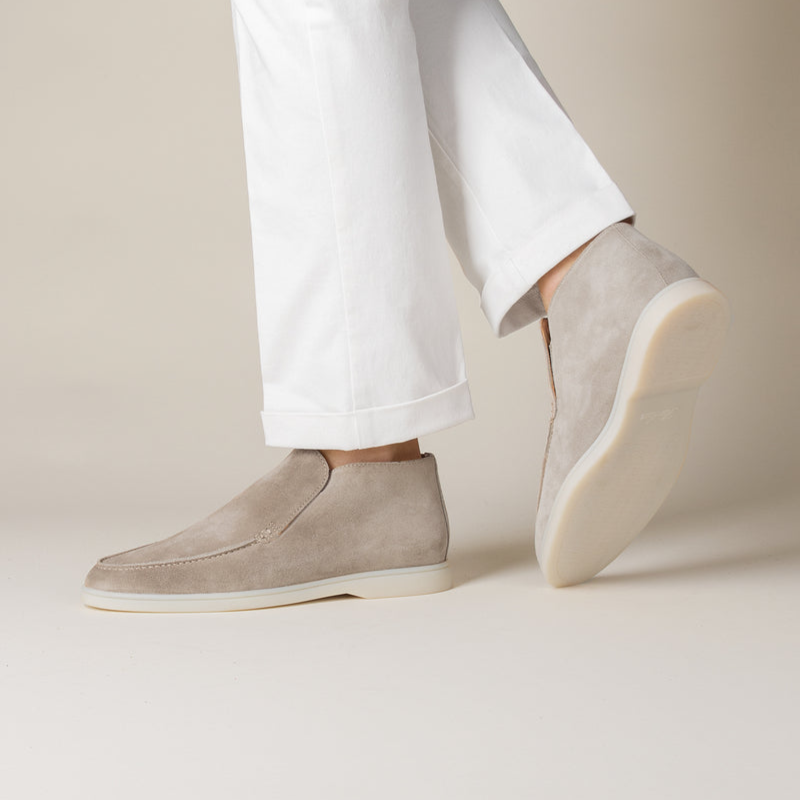 Wearclo | Men's Suede Slip-On Loafers with Stitch Detail