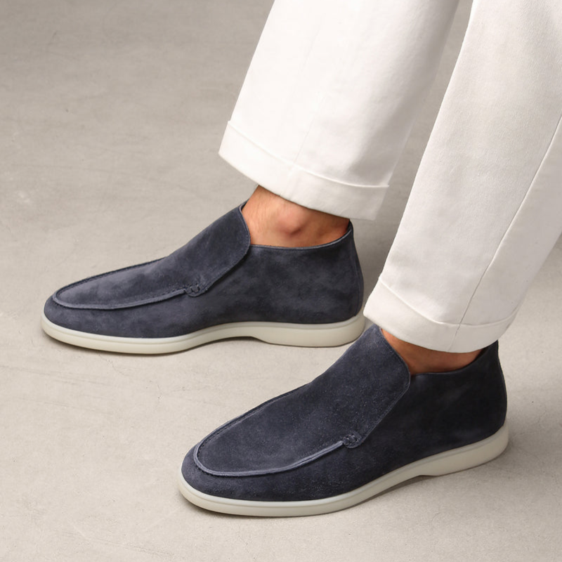 Wearclo | Men's Suede Slip-On Loafers with Stitch Detail