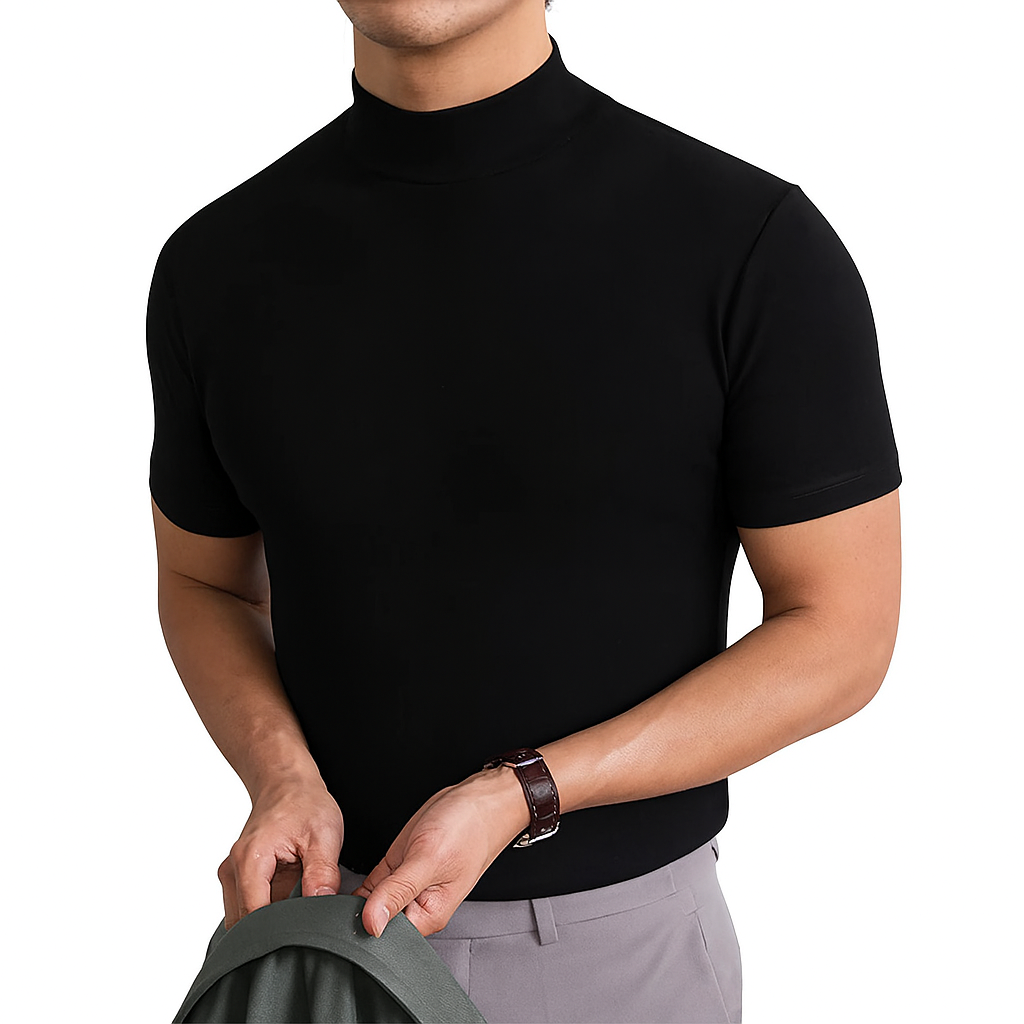 Wearclo | Men's Turtleneck Short Sleeve Shirt