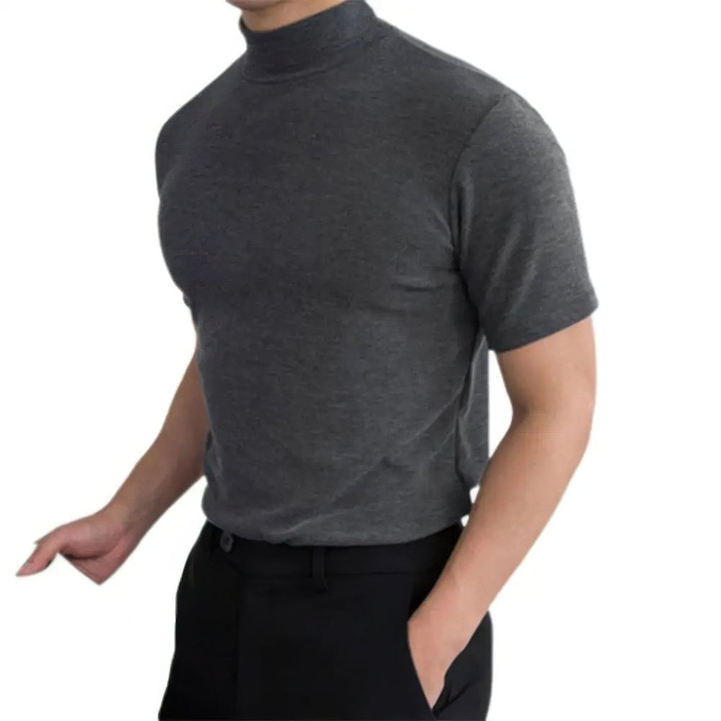 Wearclo | Men's Turtleneck Short Sleeve Shirt