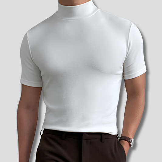 Wearclo | Men's Turtleneck Short Sleeve Shirt