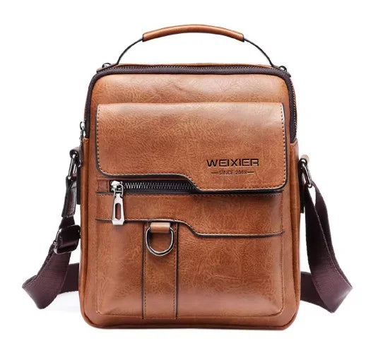 Wearclo | Men's Vertical Crossbody Bag with Flap Pocket