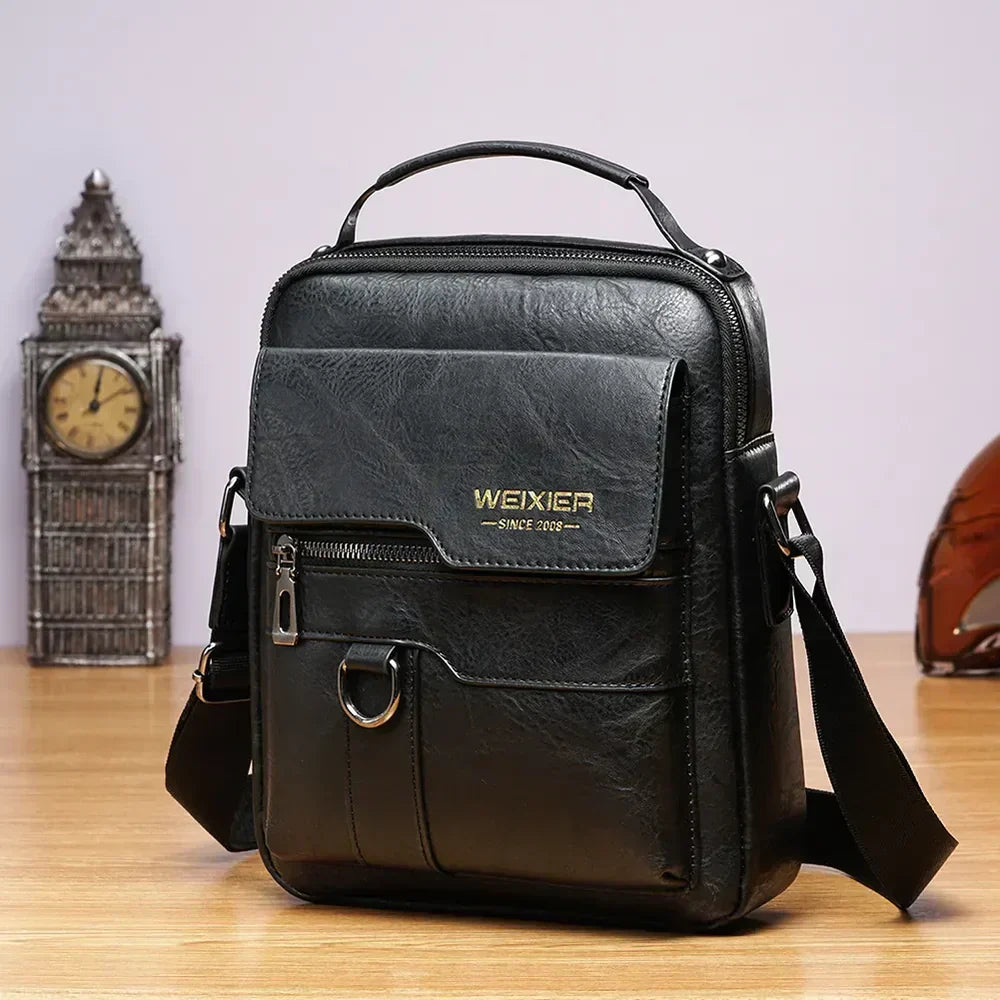 Wearclo | Men's Vertical Crossbody Bag with Flap Pocket