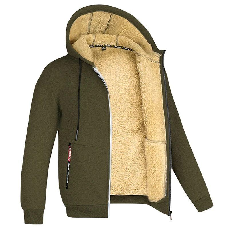 Wearclo | Men's Zip-Up Fleece Hoodie with Sherpa Lining
