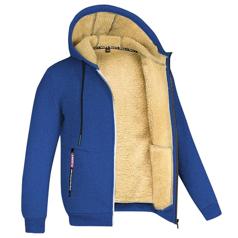 Wearclo | Men's Zip-Up Fleece Hoodie with Sherpa Lining