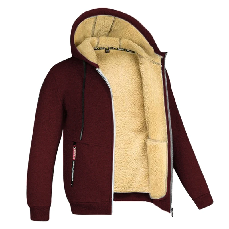 Wearclo | Men's Zip-Up Fleece Hoodie with Sherpa Lining