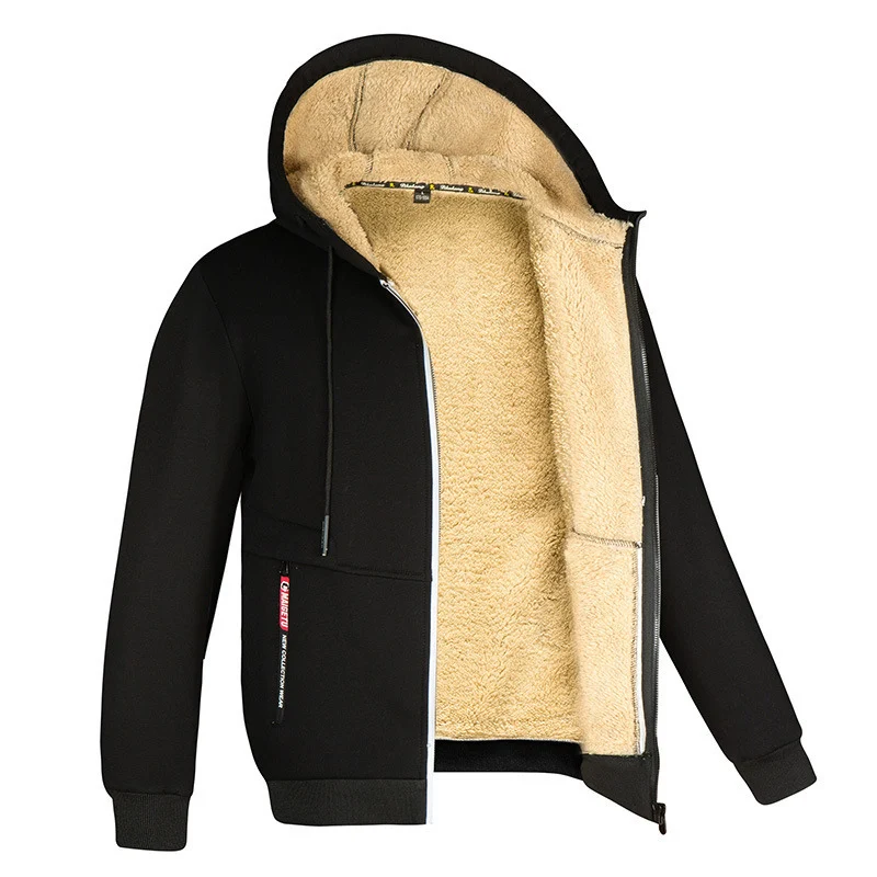Wearclo | Men's Zip-Up Fleece Hoodie with Sherpa Lining