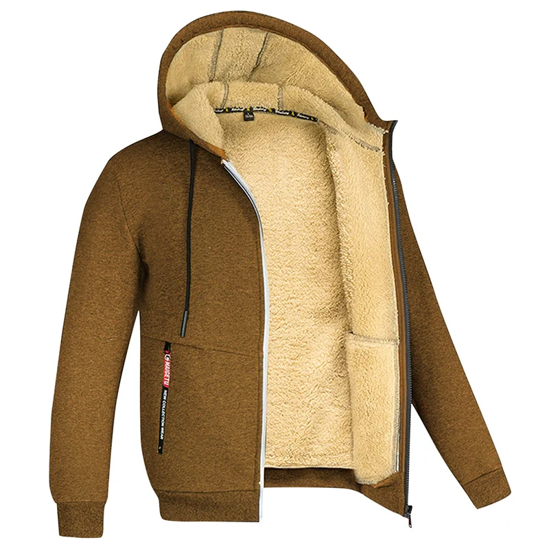 Wearclo | Men's Zip-Up Fleece Hoodie with Sherpa Lining