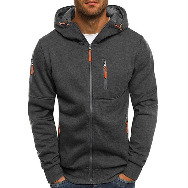 Wearclo | Men's Zip-Up Hoodie with Zipper Pockets