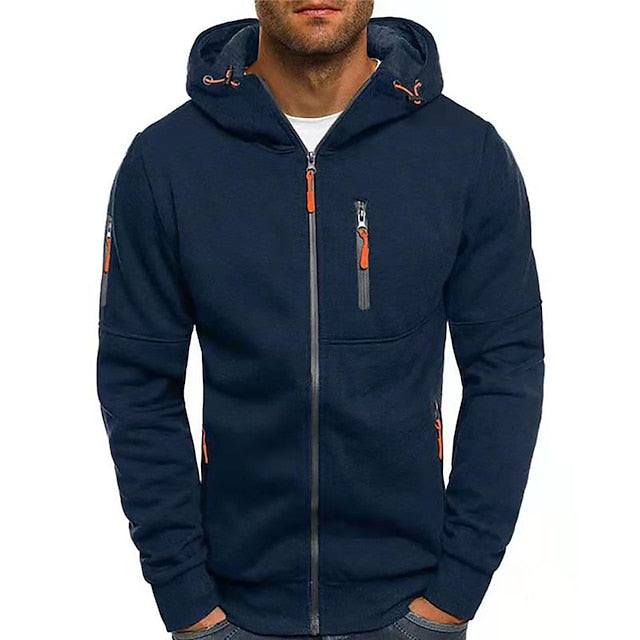Wearclo | Men's Zip-Up Hoodie with Zipper Pockets