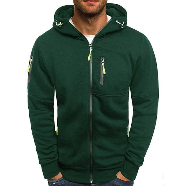 Wearclo | Men's Zip-Up Hoodie with Zipper Pockets
