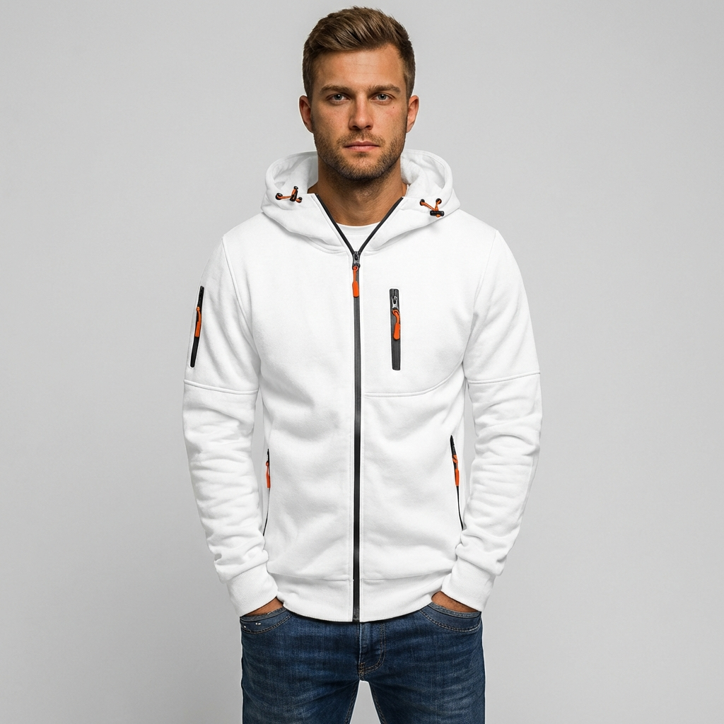 Wearclo | Men's Zip-Up Hoodie with Zipper Pockets