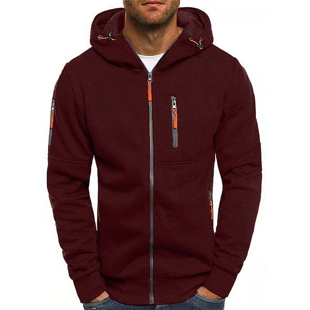 Wearclo | Men's Zip-Up Hoodie with Zipper Pockets