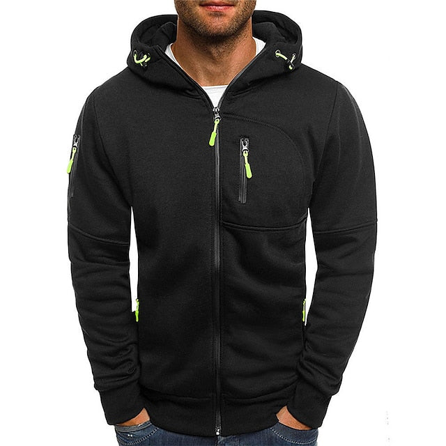 Wearclo | Men's Zip-Up Hoodie with Zipper Pockets