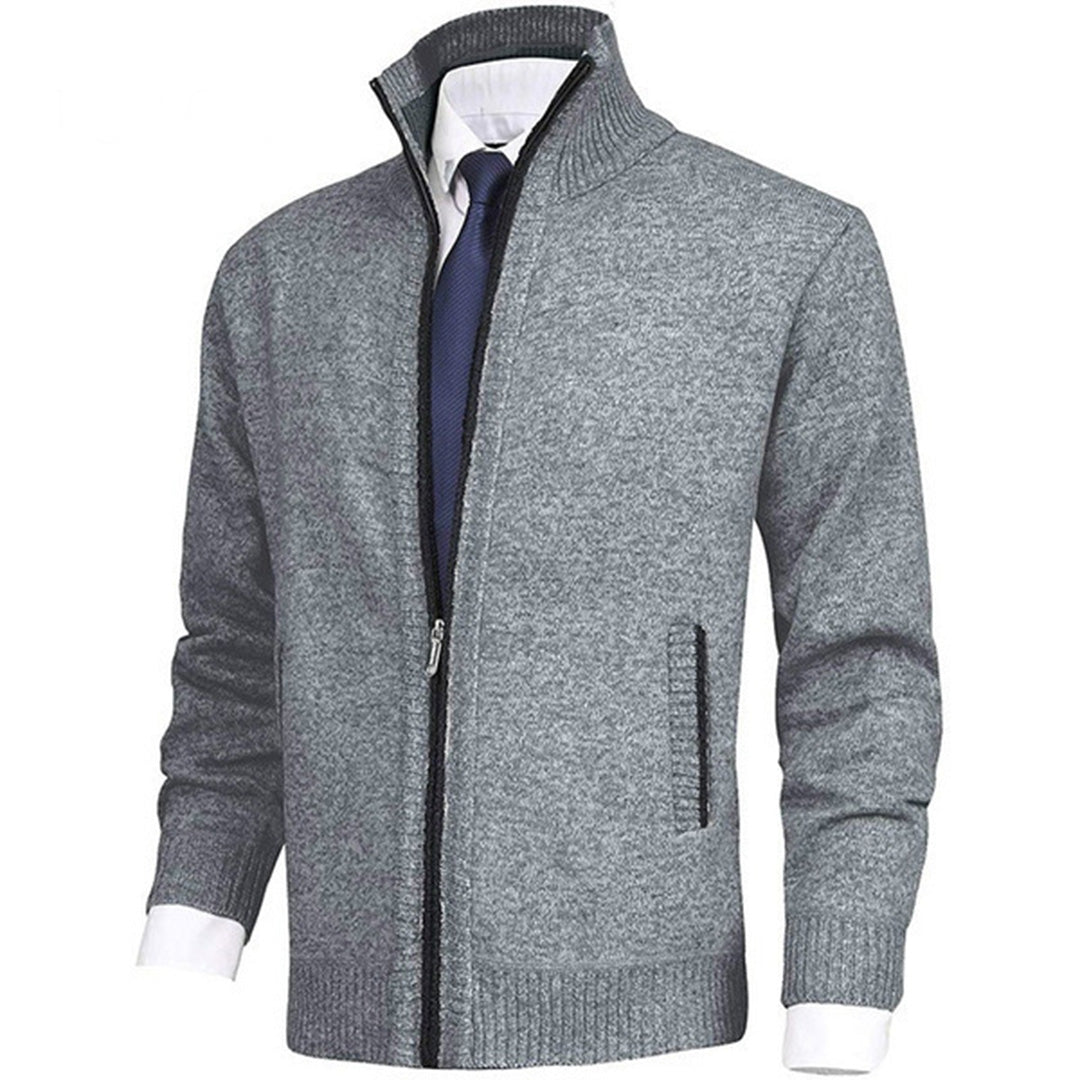 Wearclo | Men's Zip-Up Knitted Cardigan with Stand Collar