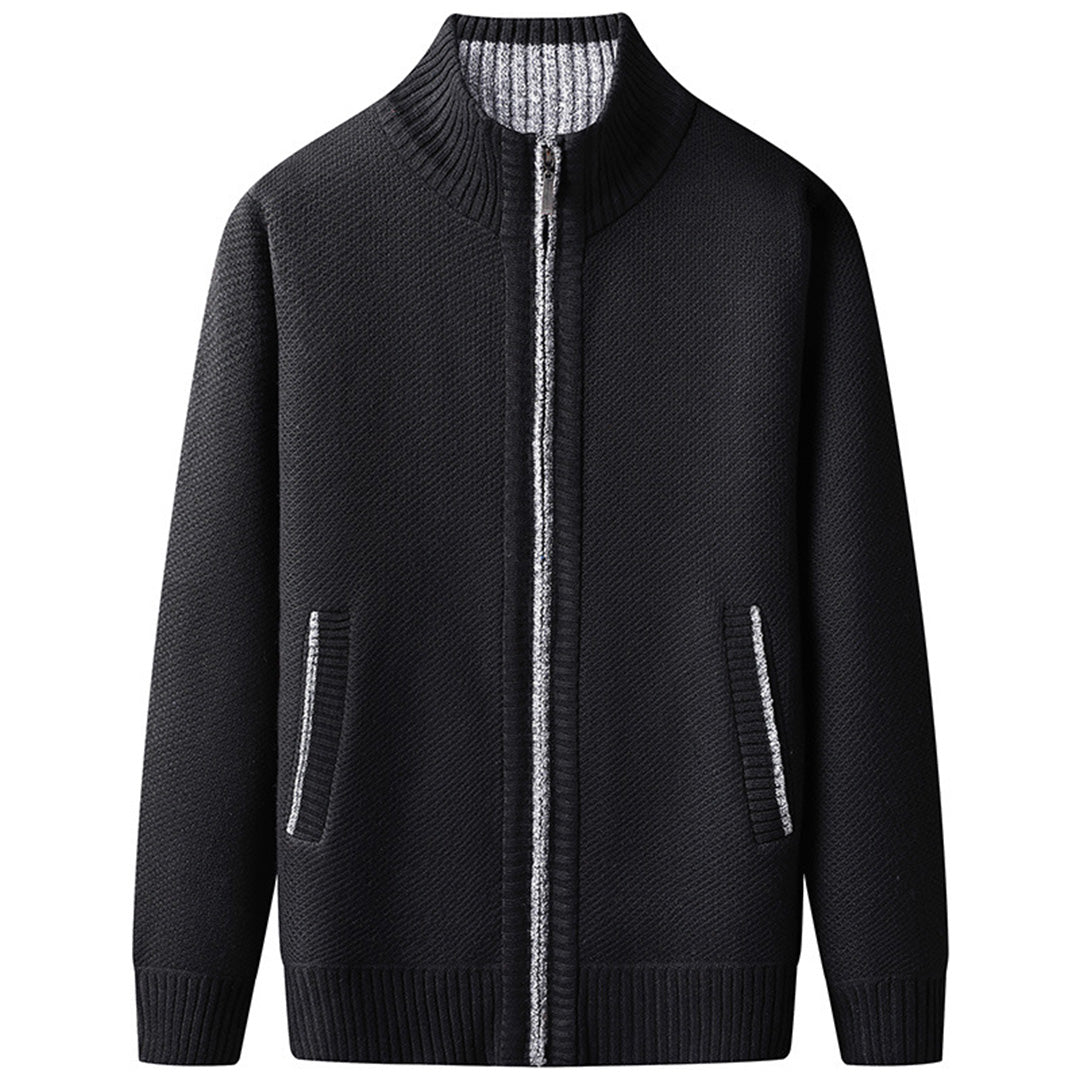 Wearclo | Men's Zip-Up Knitted Cardigan with Stand Collar