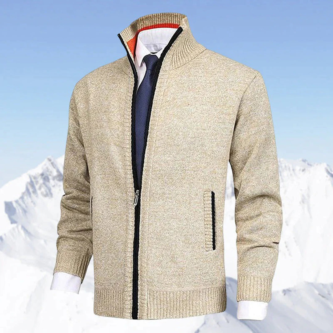 Wearclo | Men's Zip-Up Knitted Cardigan with Stand Collar