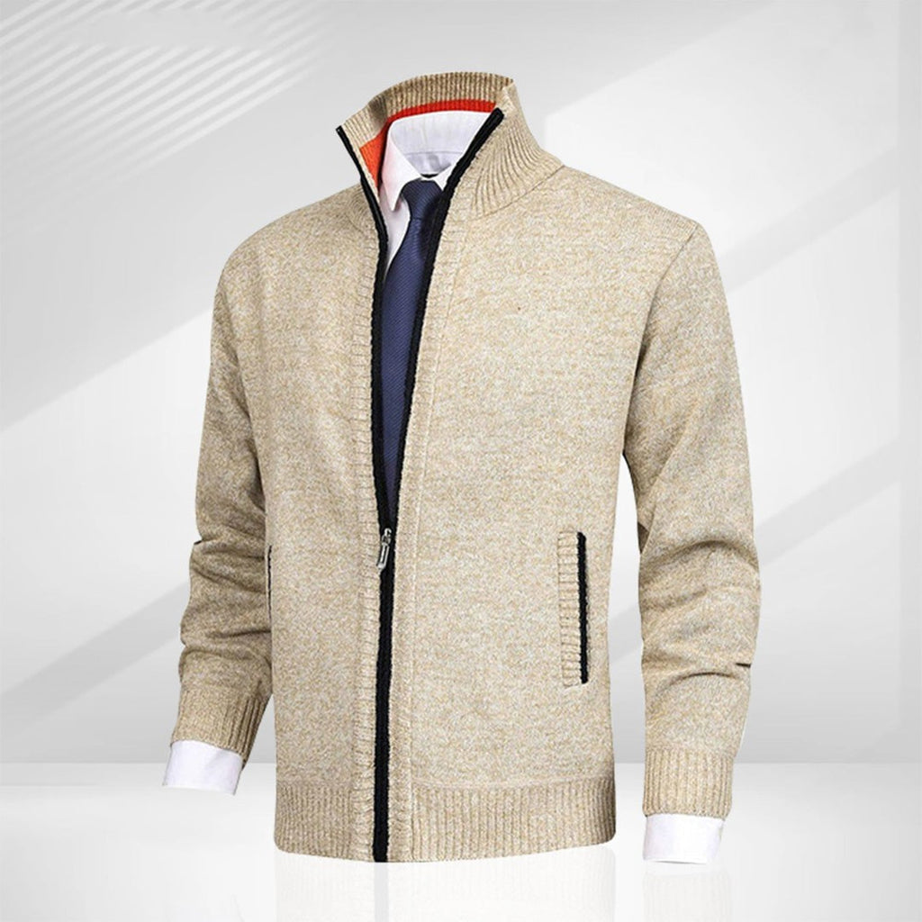Wearclo | Men's Zip-Up Knitted Cardigan with Stand Collar
