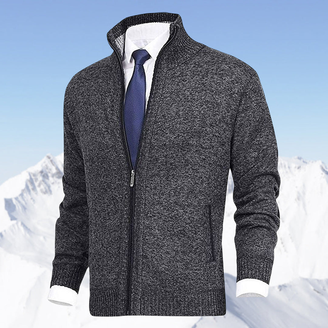 Wearclo | Men's Zip-Up Knitted Cardigan with Stand Collar