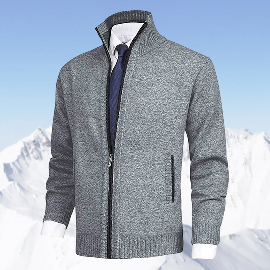 Wearclo | Men's Zip-Up Knitted Cardigan with Stand Collar