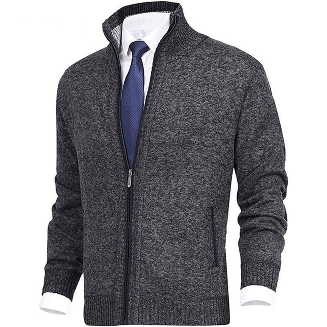 Wearclo | Men's Zip-Up Knitted Cardigan with Stand Collar