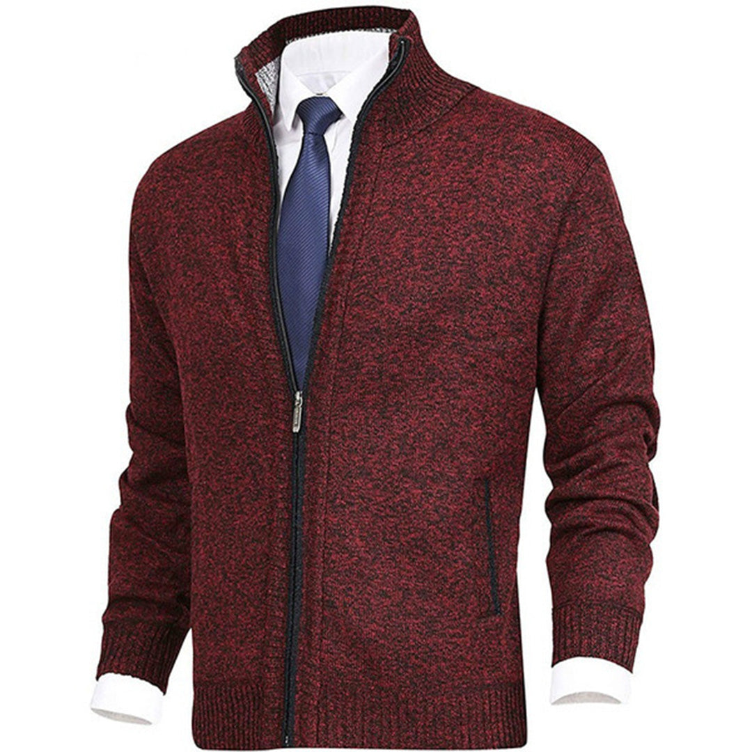 Wearclo | Men's Zip-Up Knitted Cardigan with Stand Collar