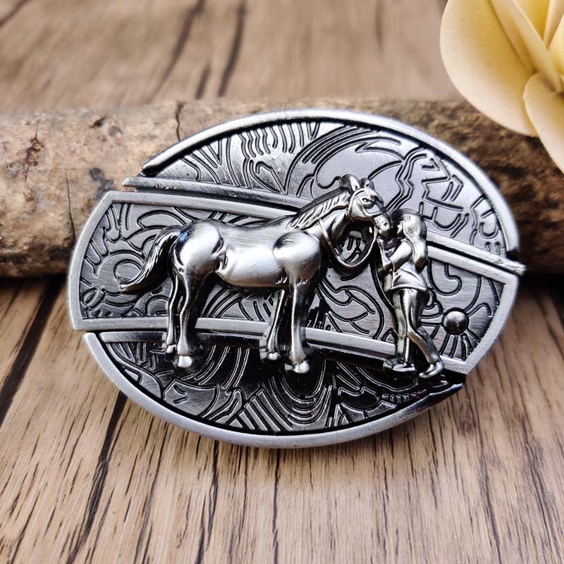 Wearclo | Metal Oval Cowboys Belt Buckle