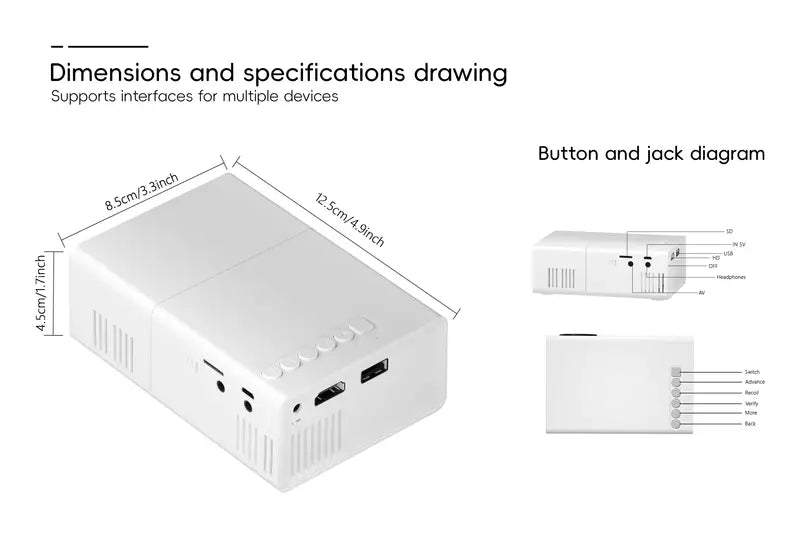 Wearclo | Mini Portable Projector HD 720P Wi-Fi Compatible
