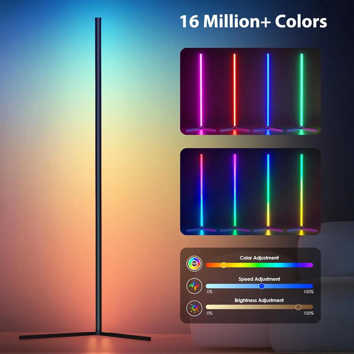 Wearclo | Modern Corner Floor Lamp - App Controlled RGB Lighting