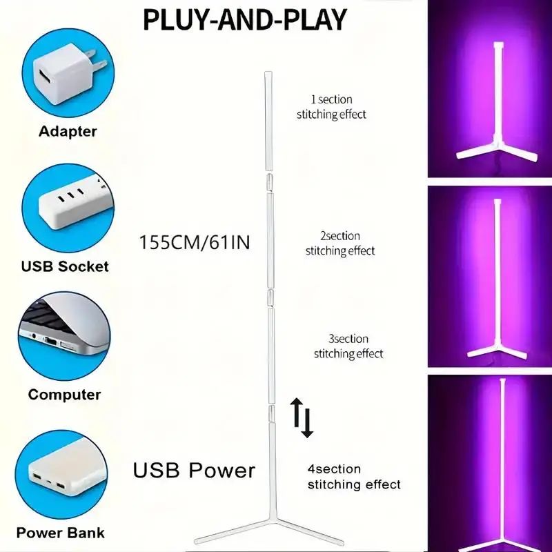 Wearclo | Modern Corner Floor Lamp - App Controlled RGB Lighting