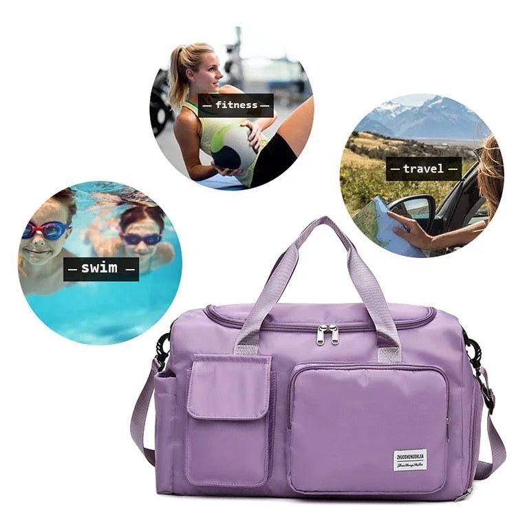 Wearclo | Multi-Pocket Travel Bag, Sports and Gym Duffle with Separate Shoe Compartment
