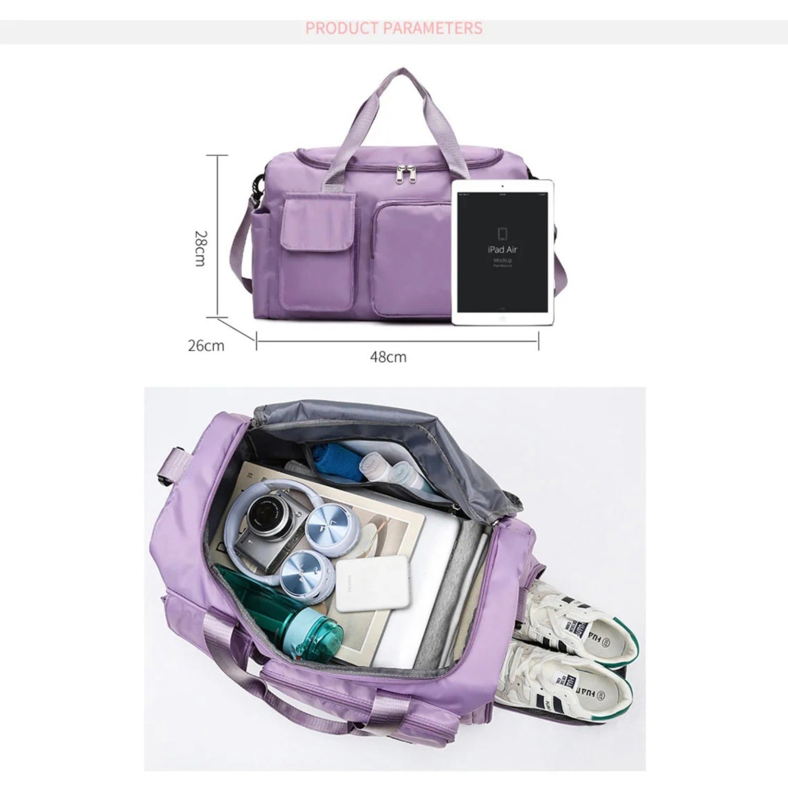 Wearclo | Multi-Pocket Travel Bag, Sports and Gym Duffle with Separate Shoe Compartment