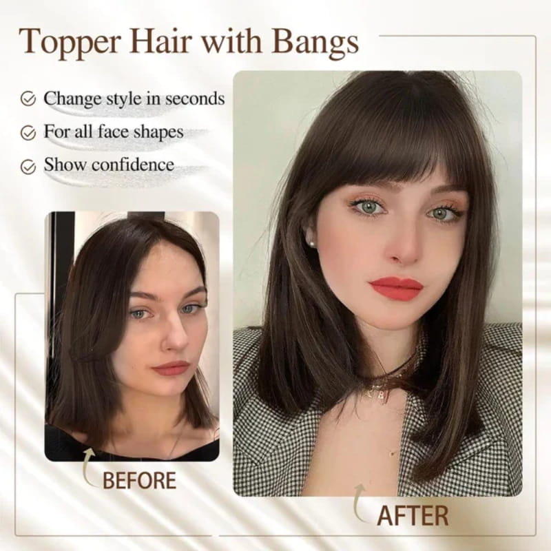 Wearclo | Natural Hairpiece with Bangs for Women