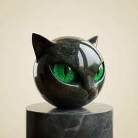 Wearclo | Enchanting Black Cat Head Art Sculpture