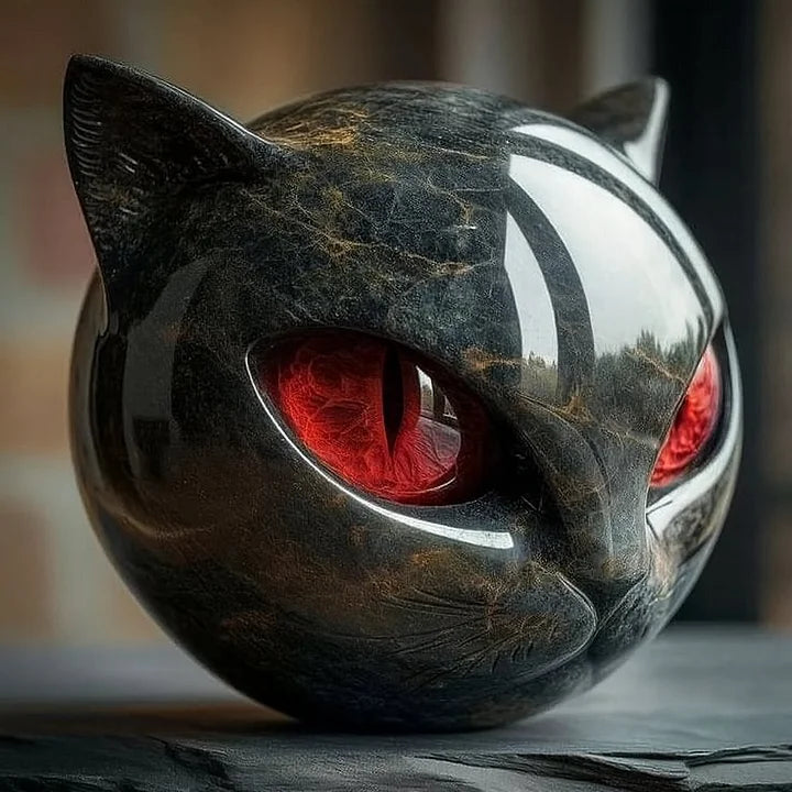 Wearclo | NoirCat Sculpture – Black Cat Head with Hypnotic Eyes