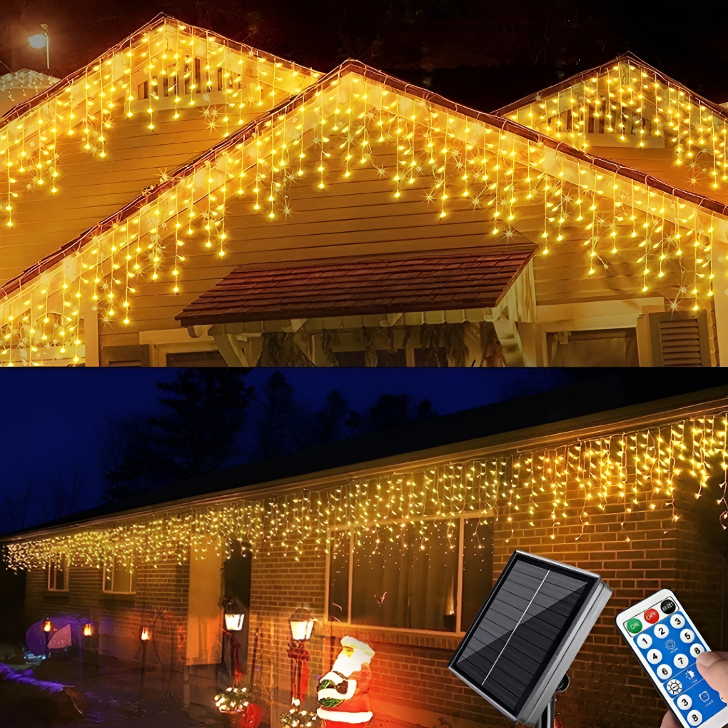 Wearclo | Outdoor Icicle Lights, 33ft Waterproof LED String Lights