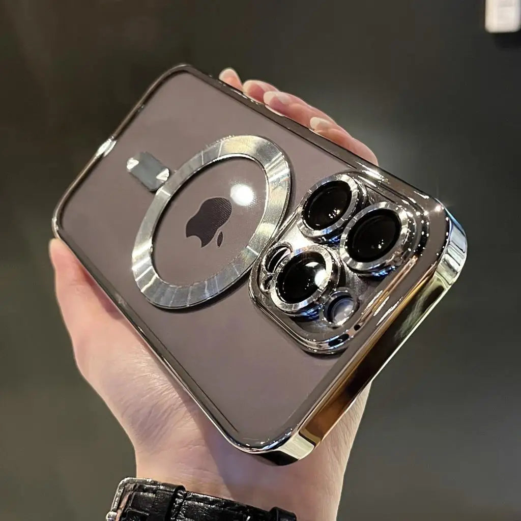 Wearclo | Plating Clear Soft Magnetic Case for iPhone