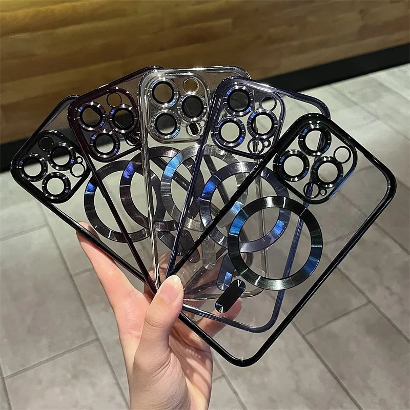 Wearclo | Plating Clear Soft Magnetic Case for iPhone