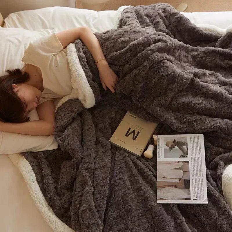Wearclo | Plush Textured Fleece Blanket Cozy Home Essential