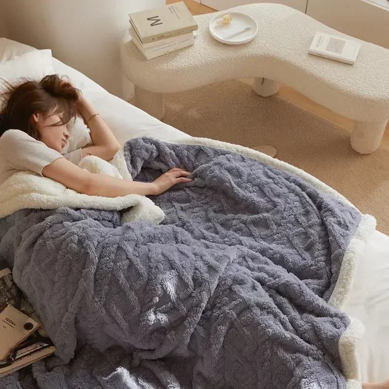 Wearclo | Plush Textured Fleece Blanket Cozy Home Essential