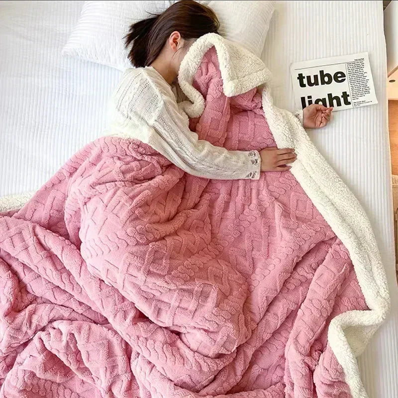 Wearclo | Plush Textured Fleece Blanket Cozy Home Essential