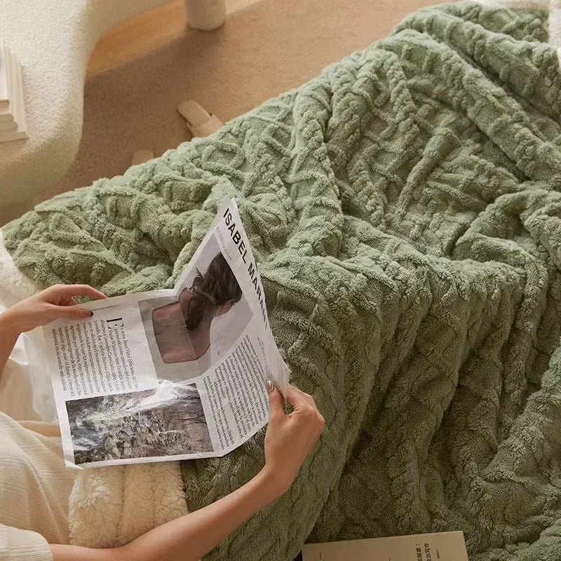 Wearclo | Plush Textured Fleece Blanket Cozy Home Essential