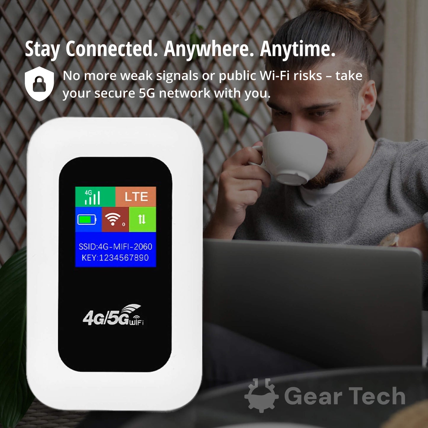 Wearclo | Portable 5G Wi-Fi Router | Secure, High-Speed Connection for Travel and Home Use